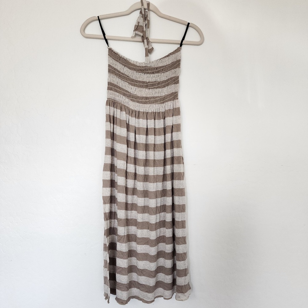 Azules Striped White And Brown Dress Size Small